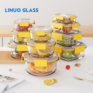 Linuo bán buôn nhà bếp nóng bán Tùy chỉnh hình chữ nhật rõ ràng chịu nhiệt bát thủy tinh <span class=keywords><strong>Salad</strong></span> Hộp đựng thủy tinh - Product Image 2