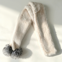 Écharpe polyvalente en peluche double face pour l'automne et l'hiver, imitant la fourrure de vison avec pompon en fourrure