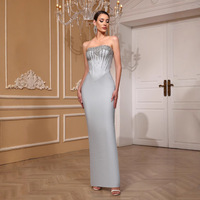 Robe Longue Moulante Éléganter de Style Bandage pour Femmes Jeunes, Tricotée, Personnalisée en Usine OEM