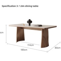 Ensemble table et chaises de salle à manger en bois de style vintage nordique avec plateau en ardoise de travertin, écologique, pour usage domestique, couleur noyer, table rectangulaire