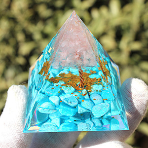 <b>Crystal</b> <b>Tree</b> Pyramid Resin Epoxy Craft 5cm 6cm Turquoise Rose Quartz Feng Shui Desktop Ornament Gift - Product Image 2