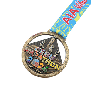 Medallas de Maratón Deportivas Modernas Personalizadas al por Mayor, Chapado en Bronce Antiguo, Imitación de Esmalte Duro, Color Irregular - Product Image 4