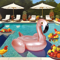 Bateau flottant gonflable flamant rose doré cercle de natation pour adultes grand jouet flottant pour plage d'amusement aquatique et piscine