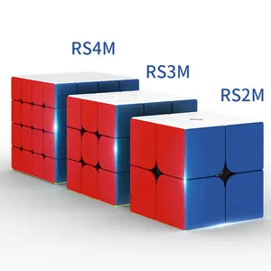 Moyu rs3m rs2m rs4m 3x3 khối lập phương Câu Đố giáo dục 3D khối lập phương ma thuật hộp cửa sổ nhựa Unisex chơi ABS đầy màu sắc