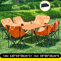 Ensemble de mobilier de camping d'extérieur en gros, 6 pièces : chaise lune pliante et table pliante pour pique-nique, barbecue et voyage