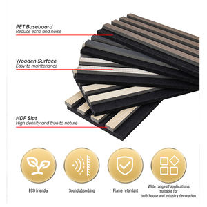 Akupanel panel dinding akustik, dekorasi Interior Hotel Slate beralur kayu lembar serat kedap suara seni 3d - Product Image 3