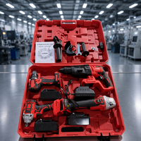 Kit d'outils électriques multifonctionnels à batterie au lithium avec 4 types d'outils sans fil pour la construction, la rénovation et les travaux de réparation à domicile