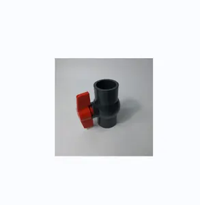 באיכות גבוהה פלסטיק pvc כדור valve 1/2-4 אינץ אפור גוף אדום צר ידית שקע כדור שסתום דפוס עם ידית