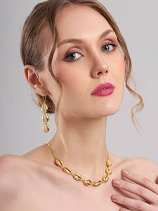 ชุดเครื่องประดับเปลือกหอยโกลเด้นชอร์ สร้อยคอและต่างหู เปลือกหอยโข่ว สีทอง สไตล์ชายฝั่ง สร้อยคอแบบโซ่สุดหรู - Product Image 4