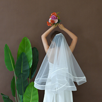 Super Fairy-Like Double-Couche Élastique Maille Ourlet Court Voile Nouvelle Dentelle De Mariage Chapeaux pour les Mariées Fête De Mariage Voiles De Voyage