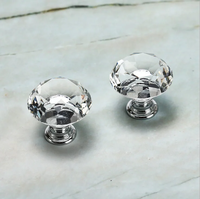 Poignées de commodes et de tiroirs modernes de luxe en diamant, 30 mm, en verre cristal K9 transparent de haute qualité pour armoires de cuisine et de salle à manger