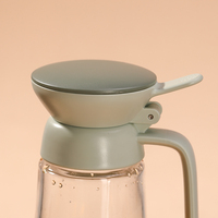 Bouteille de verseur d'huile d'olive en verre à haute teneur en borosilicate de 600ml distributeur de vinaigre de forme ronde avec récipient de contrôle de graduation