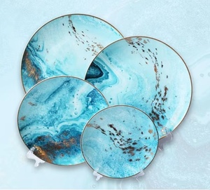 The Milky Way Simmulation Gold Rim Porcelain Ceramics Tableware Modern Style Blue Luxury Wedding the Milky Wayl <b>Dinnerware</b> <b>Sets</b> - Product Image 2