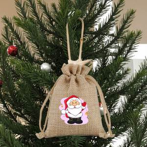 Sacs cadeaux de Noël en coton écologique avec cordon de serrage et logo personnalisé pour bonbons, vente en gros - Product Image 3