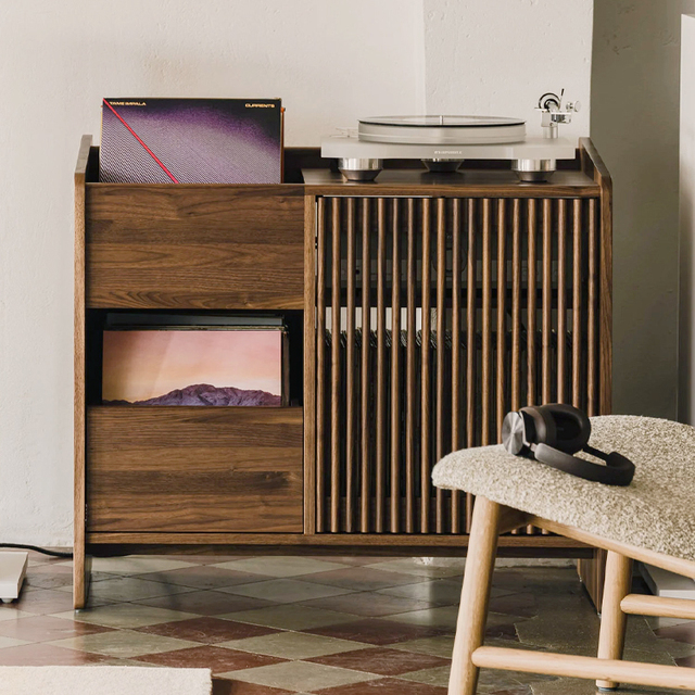 Living Room Bedroom Office Large Vinyl Record Display Storage Stand Cabinets Table with Wooden Legs