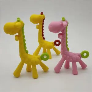 Mordedor molar de bebé de seguridad de juguete de silicona de grado alimenticio de jirafa animal personalizado