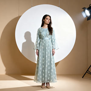 Abaya de luxe, nouveau style, élégante, en dentelle personnalisée, en polyester, pour occasions spéciales, robe pour femmes musulmanes, vente en gros - Product Image 1