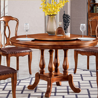 Table de salle à manger ronde en bois massif au design moderne américain avec plateau rotatif Ensemble de chaises haut de gamme pour hôtels et familles