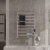 Sèche-serviettes électrique mural compact en alliage d'aluminium à 8 barres, 110 V, pour appartement et salle de bain