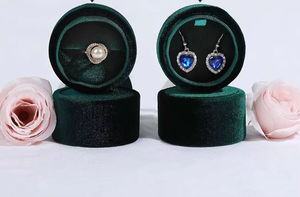 Eco-friendly Cylinder Jewelry Portable Pendant <b>Ring</b> <b>Box</b> with Ribbon Jewelry <b>Box</b> Velvet Interior Flip Lid Jewelry <b>box</b> - Product Image 3