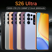 Smartphone S26 Ultra Arabie Saoudite Écran LED 7,3 pouces 90Hz Résolution HD Android 15 16 Go 1 To 108 MP 8800 mAh Deca Core 5G Double SIM