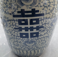 Tabouret de jardin décoratif en céramique antique de Jingdezhen, style chinois bleu et blanc, double bonheur