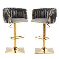 Chaise de bar comptoir en métal nordique pivotant ensemble de meubles de maison moderne haute en bois velours cuisine cuir or chaise de luxe tabourets de bar