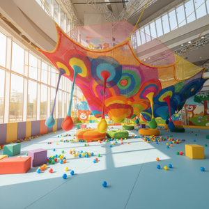 Filets d'<span class=keywords><strong>escalade</strong></span> géants commerciaux en nylon crocheté arc-en-ciel pour enfants, capacité supérieure à 500 kg, pour aire de jeux intérieure - Product Image 2