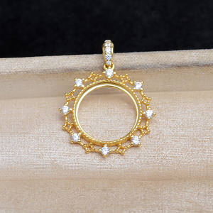 Pendentif en argent S925 avec perle de culture, cadre en dentelle, plateau vide 14,6-14,8 mm pour accessoires de fabrication de bijoux DIY, perles en vrac WENCHI - Product Image 2