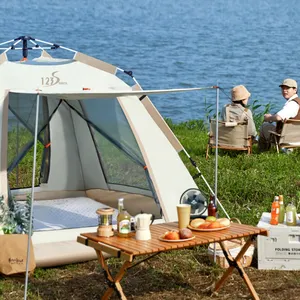 Logotipo personalizado al aire libre de doble-capa hidráulica automática tienda instantánea instalación impermeable 3-4-Persona gran espacio de la tienda de Camping