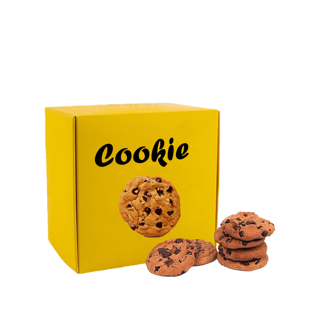 Yellow Food Grade Cookie Box Packaging Cardboard Donut Pastry Biscuit Folding Paper Mailer Box for Cookie Shipping