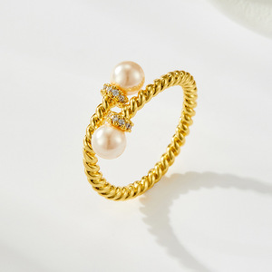 Retro Braided Pearl Open <b>Ring</b> <b>Adjustable</b> Design For Women Index Finger Jewelry Gift - Product Image 4