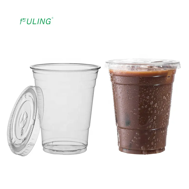 אייס קפה כוסות שייק כוסות פלסטיק ללכת מתכלה ברור חד פעמי להתאמה אישית לוגו הדפסת מחמד קר 16 Oz תמיכה
