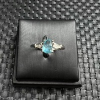 Bague en cristal gris phosphore bleu naturel, incrustation en argent S925, design classique et simple en cristal blanc, vente en gros et au détail disponible