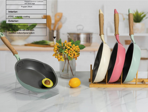 Fabricant <span class=keywords><strong>d</strong></span>'<span class=keywords><strong>aluminium</strong></span> moulé sous pression CA65 <span class=keywords><strong>sans</strong></span> <span class=keywords><strong>PFOA</strong></span> LFGB Vente en gros de haute qualité moulé sous pression Poêle à frire ronde profonde antiadhésive - Product Image 4