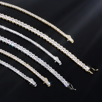 2mm 3mm 4mm Carré Forme CZ Diamant Glacé Argent Sterling 925 Bijoux pour Femmes Hommes Princesse Cut Cubique Zircone Bracelet Tennis