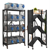 Étagère métallique pliable à 4 niveaux pour cuisine et garage avec roulettes, épaisseur 1,5 mm, rangement multifonctionnel pour épices et outils, design moderne