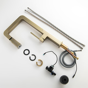 <span class=keywords><strong>Rubinetto</strong></span> da Cucina Digitale Estraibile Monocomando in Ottone Spazzolato Oro, Miscelatore <span class=keywords><strong>Flessibile</strong></span> di Lusso per Cucina - Product Image 6