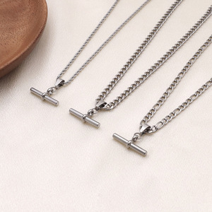 Women's Stainless Steel T-Shaped Pendant Necklace Geometric Chain Jewelry Gift Fashion Necklaces - Product Image 4