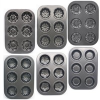Fournitures de cuisine professionnelles Moules à muffins et à cupcakes en acier au carbone antiadhésif résistant à la chaleur pour fours de cuisine industrielle