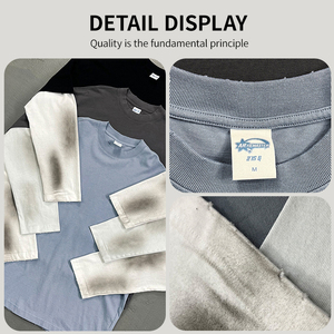 T-shirt unisexe surdimensionné en coton tricoté double couche 100 % coton de haute qualité, couleur unie, style vintage, personnalisable, à manches longues, écologique, respirant et séchage rapide - Product Image 5
