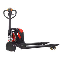 Chariot élévateur à palettes entièrement électrique 1,5 tonne 2 tonnes, batterie lithium 24V 1200W, pneus hydrauliques en polyuréthane, longueur de fourche 1150 mm, levée 200 mm