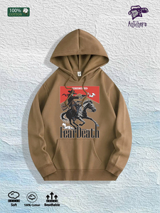 Magazzino Locale USA: Felpa con Cappuccio Grafica Cowboy 'Fear Death' 100% Cotone, 7 Colori - Product Image 5