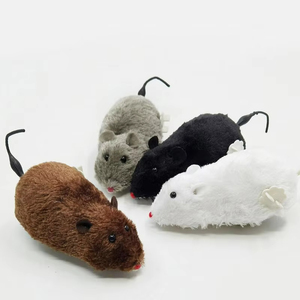 Jouet de souris en peluche amusant et interactif à remonter pour chats, chiens et enfants – Jouet animal mécanique en mouvement pour le jeu et les farces - Product Image 1