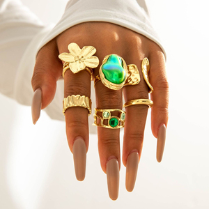 Bague Fleur Luxe Léger Exagéré, Design Personnalisé, Ensemble de Bagues en Alliage pour Femme, Bijoux Tendance, Vente en Gros - Product Image 5