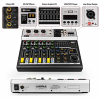 Console de mixage audio compacte en métal K-400 avec 99 effets DSP, lecture USB, Bluetooth, égaliseur 7 bandes, 3 entrées micro pour karaoké et diffusion en direct
