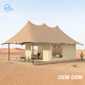 Carpa de Desierto Safari Triple Peak Personalizada con Baño y Estructura de Acero para <span class=keywords><strong>Retiro</strong></span> Vacacional Africano - Product Image 1