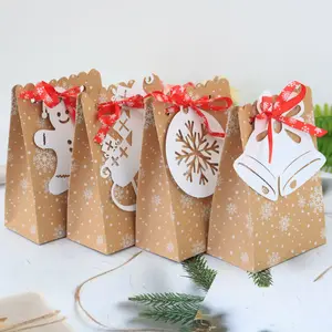 Christmas Gift Box Party Supplies Food Grade Packing Kraft Paper Box Brown Paper Gift Box Party Supplies