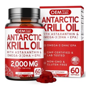 Suplemento de Aceite de Krill Antártico OEM, Cápsulas Blandas de Aceite de Krill Omega 3 con EPA, DHA, Astaxantina y Fosfolípidos, Apoya la Salud del Corazón, el Cerebro y las Articulaciones - Product Image 1