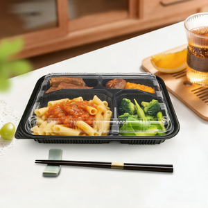 PP cibo grado plastica 4 vano pranzo scatola vassoio cibo contenitore contenitore di imballaggio con coperchi opers - Product Image 4